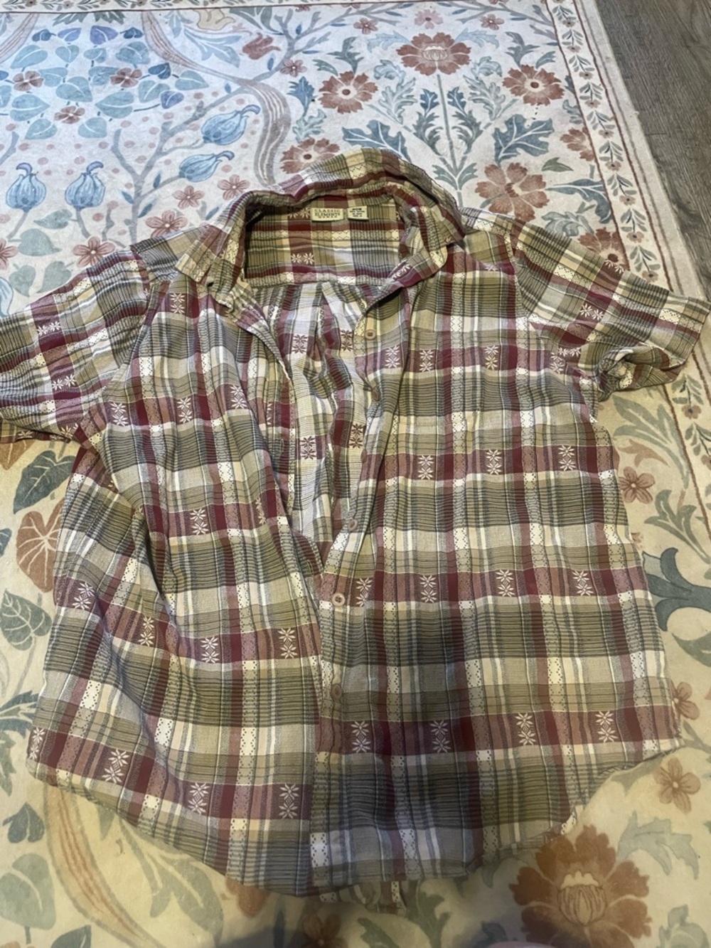 Classic Elements Plaid Shirt in Burgundy, Olive & Cream